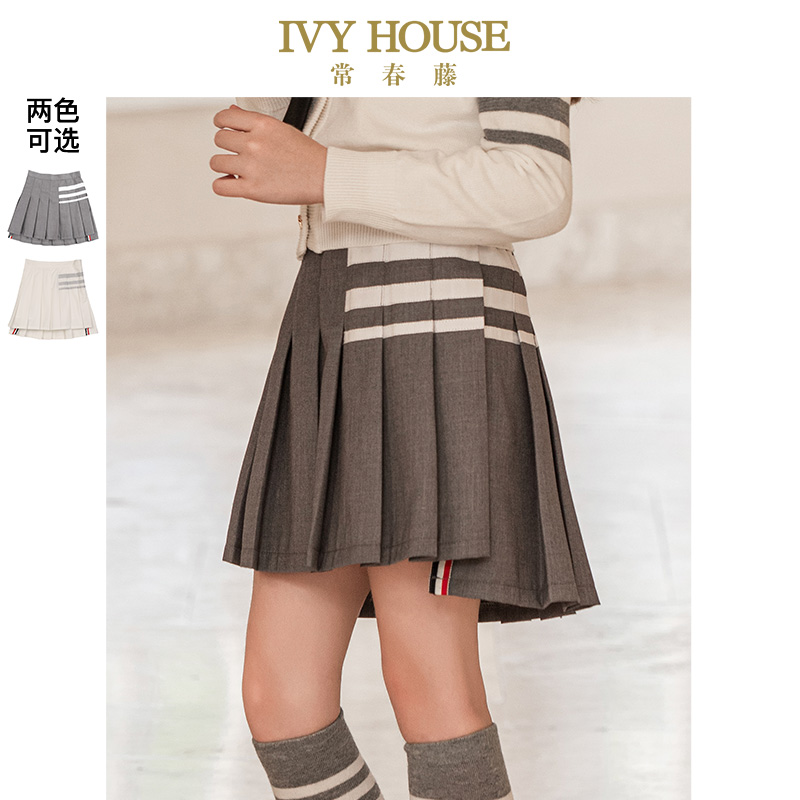 IVY HOUSE常春藤儿童装女童半身jk裙春秋 百褶条纹裙学院风亲子装