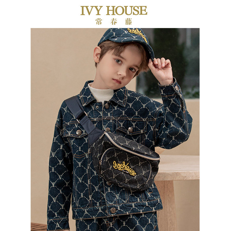 IVY HOUSE常春藤儿童装男童包包秋季款 牛仔老花腰包时尚休闲,童装/婴儿装/亲子装,包包,淘宝优惠券,粉丝福利购,淘宝优惠卷