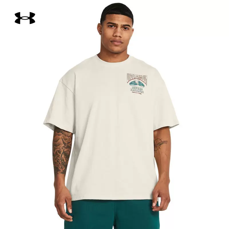 安德玛 UA男子 Heavyweight 休闲训练宽松运动短袖T恤-1382857