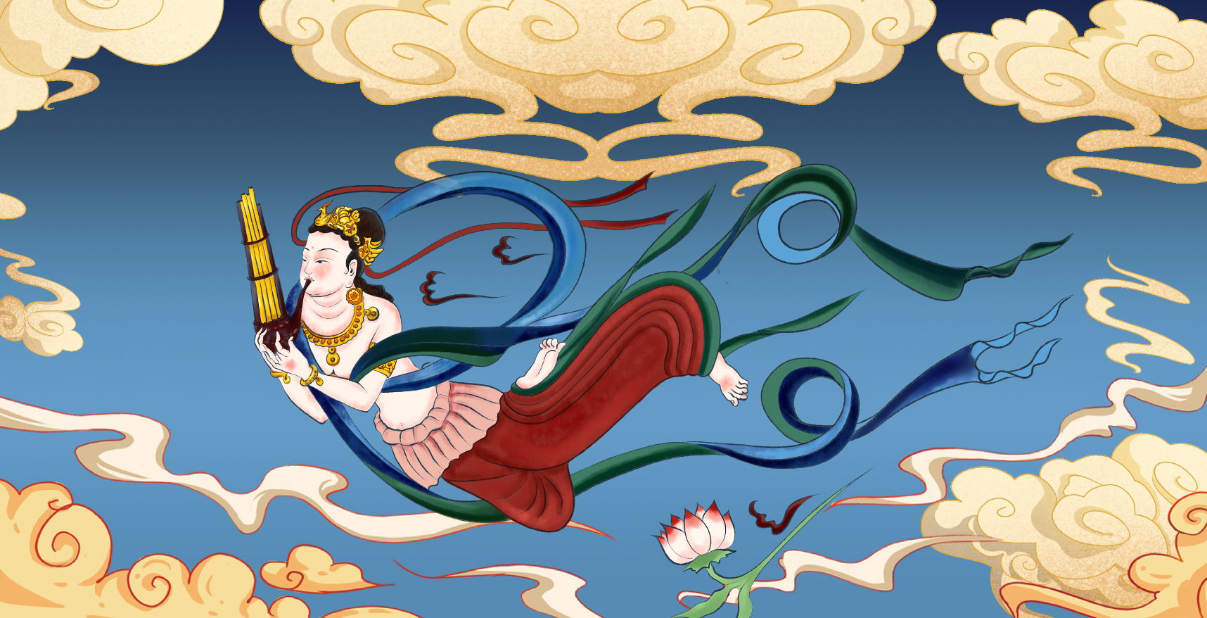 X888佛道仙壁纸装饰壁画禅意荷花寺庙祠中堂神台供奉佛堂背景墙布