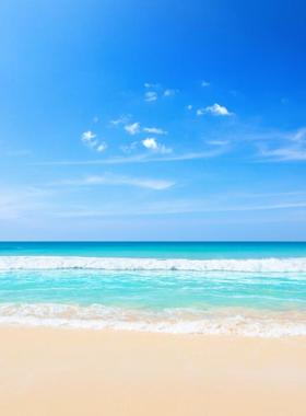 FJ02167电视背景墙大海沙滩高清晰的海边蓝天白云飘飘3D背景墙