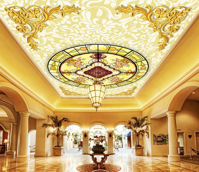 x0712欧式天顶效果图壁画吊顶