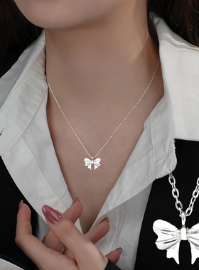 淑女风蝴蝶结项链女颈链锁骨链女2024新款爆款轻奢小众不掉色