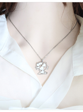 可爱镂空大猫项链法式女生颈链锁骨链搭配攻略毛衣链女生日礼物