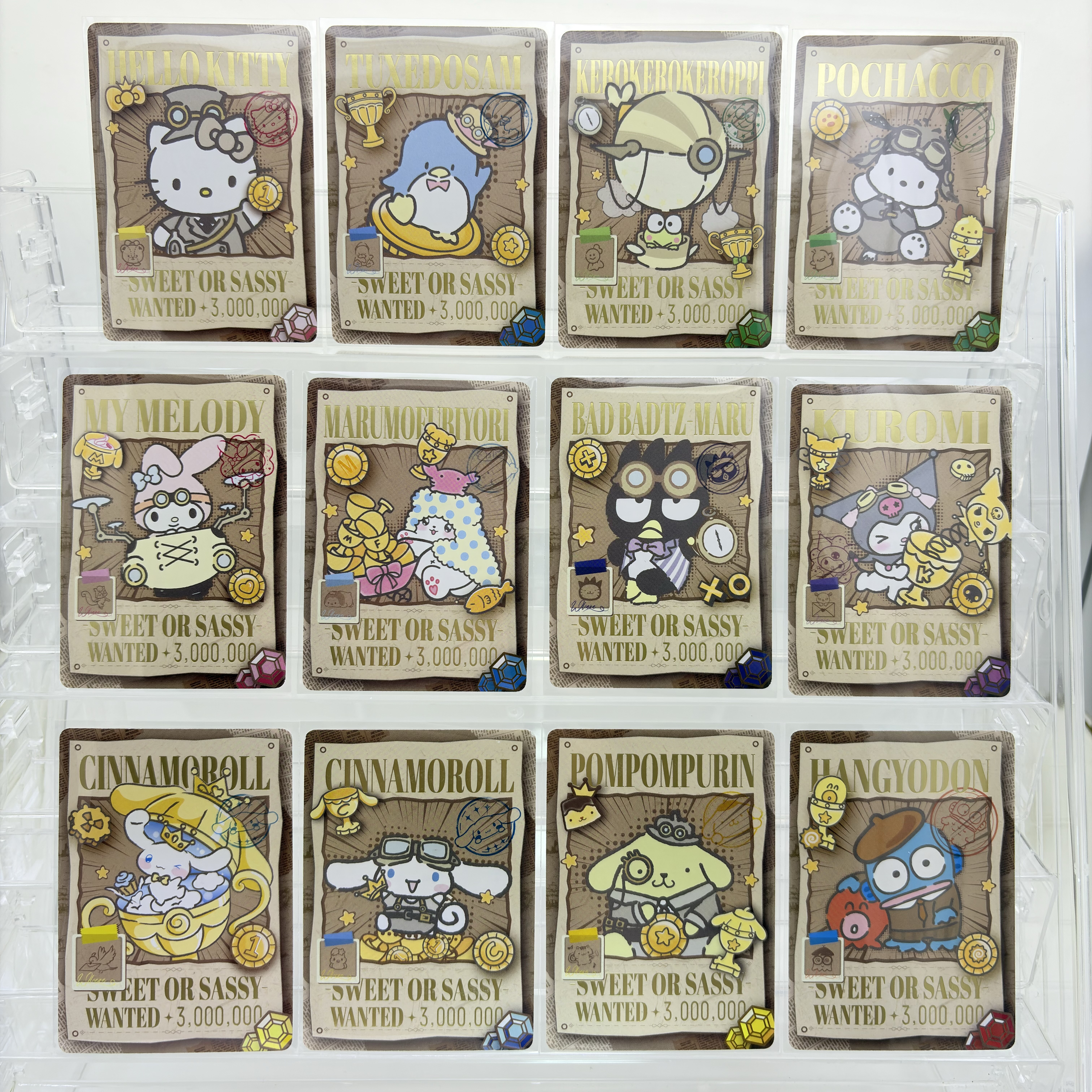 呆胶不三丽鸥Sanrio收藏卡片赏金猎人贴纸卡可爱通缉令CR单卡自选