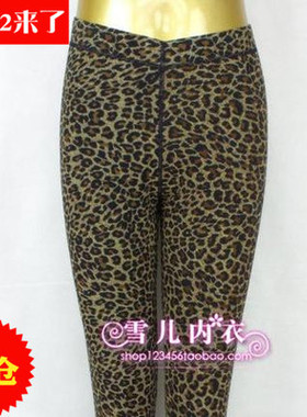 清货正品彦黛22239羊绒女士双层中厚豹纹网纱高腰保暖裤 打底裤