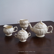 森林熊 出口欧式宫殿复古浮雕英式下午茶咖啡套装 奶壶罐咖啡杯