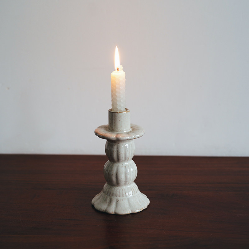 【烛台】出口北欧复古窑变色罗马柱子陶瓷烛台餐桌布置装饰芝麻釉