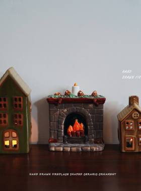 欧式手绘壁炉造型陶瓷摆件