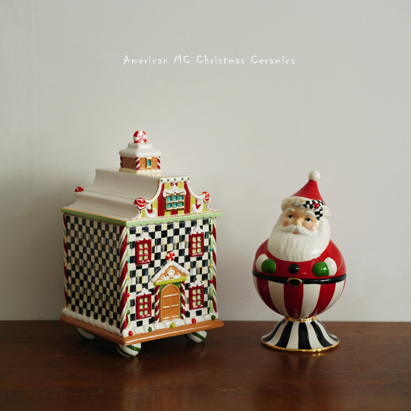 精品数量少出口美国MC圣诞节糖果罐子圣诞老人造型陶瓷饼干罐礼物