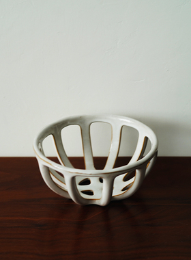 复古法式镂空陶瓷沥水果盘碗