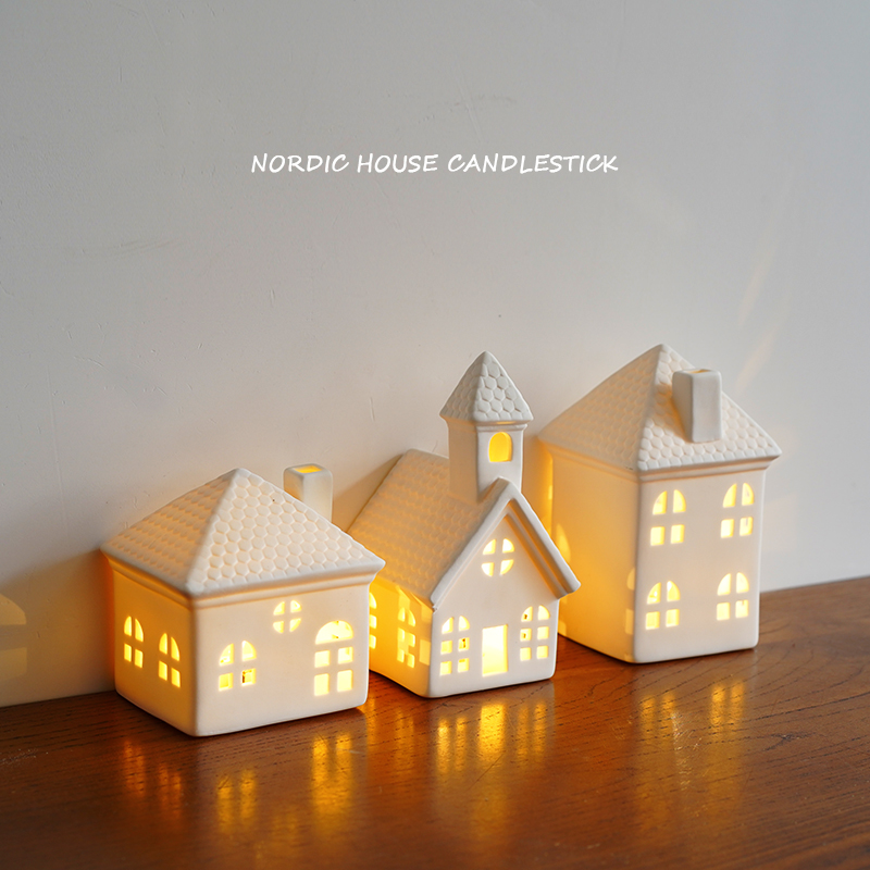 陶瓷灯饰北欧桌面房子造型