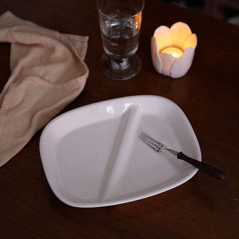 好用实用 出口日式高温陶瓷分格盘 点心薯条素食盘儿童早餐盘菜盘