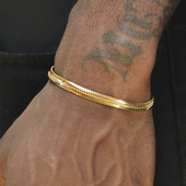 GRGR 24K金色扁蛇骨手链男嘻哈欧美流行钛钢手链女高级感不易掉色