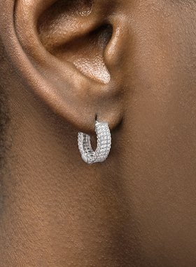 GRGR Ice Earrings 满钻耳环男欧美个性百搭S925纯银耳圈女高级感