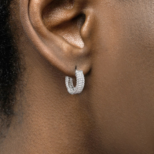 GRGRS925纯银满钻耳圈高级感