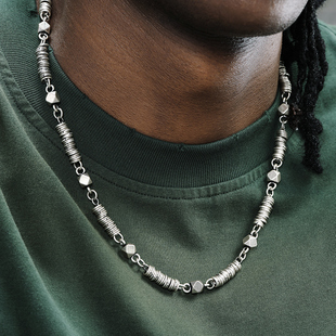 古银色锁骨链高级感潮INS GRGRO圈方块拼接钛钢项链男欧美嘻哈个性