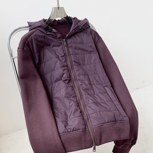 2025秋冬新款轻薄连帽拉链长袖卫衣女宽松百搭休闲拼接外套