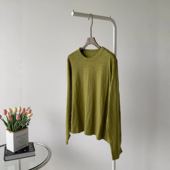 纯色夏季 T恤休闲打底体恤 竹节棉极简风圆领宽松内搭长袖 薄款 女装