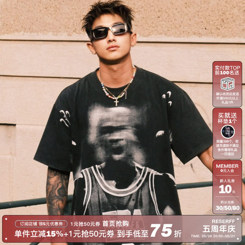 RESERFF FLASHING 幻影之夜 复古水洗印花短袖 VINTAGE BOXY TEE
