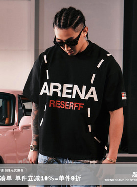 RESERFF GLOW ARENA 夜光分线经典LOGO宽短重磅短袖T恤