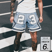 HELL BOXER 北卡传奇 RESERFF 双层结构刺绣拉链网眼休闲运动短裤