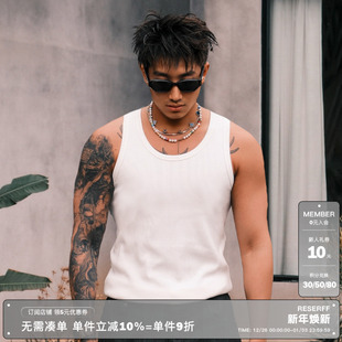 潮流痞帅 背心男款 RESERFF 立体坑条微弹针织螺纹纯棉工字打底无袖