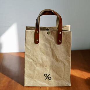 日本进口阿拉比卡Arabica风格 手提包饭盒袋可水洗牛皮女纸手提包