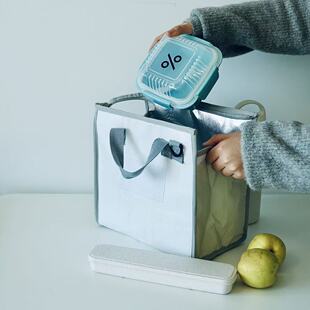 ins风格 手提保温袋便携饭盒包水果收纳袋日常通勤保温袋野餐袋