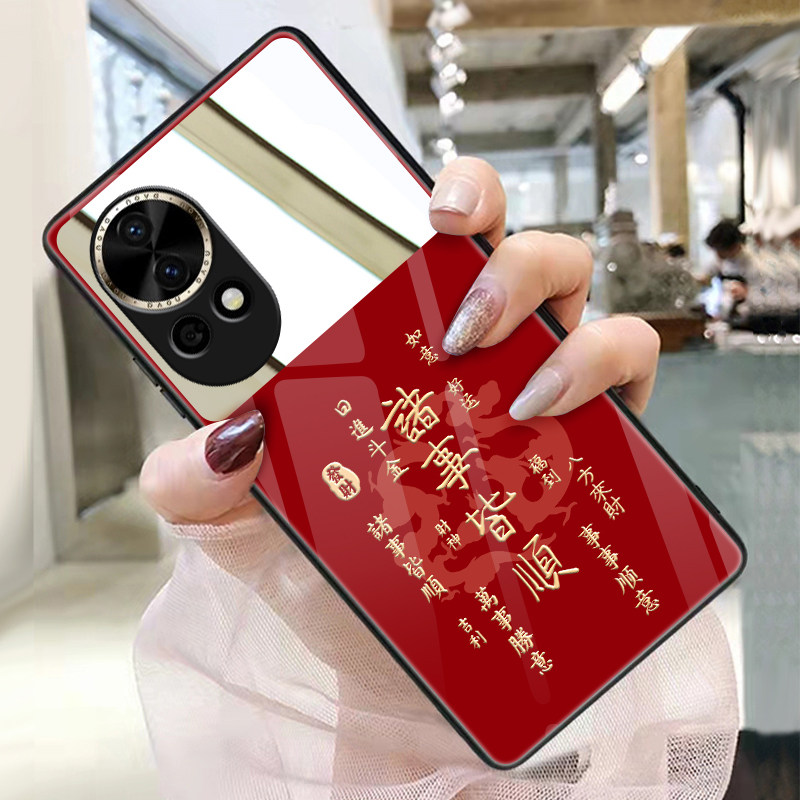 诸事皆顺适用华为nova13手机壳玻璃带镜子镜面nova12pr