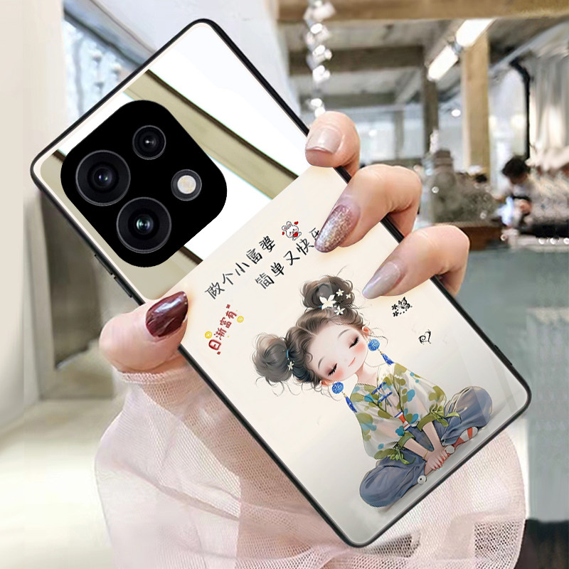 做个小富婆适用opporeno16手机壳15玻璃13带镜子11镜面reno14pro来图订制reno9定做个性reno8照片保护套6女12 - 实物图