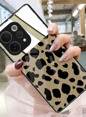 豹纹适用vivos50手机壳镜子s30promini玻璃s20化妆镜壳s19保护套s18补妆镜s17豹纹s16镜面s15新款