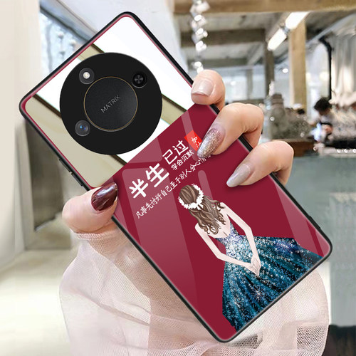 荣耀x60手机壳玻璃带镜子