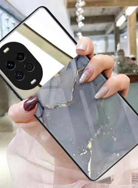 大理石纹适用华为nova15手机壳化妆镜14ultra玻璃13pro硬壳12保护套11镜子10带镜面9补妆镜定制小众高级