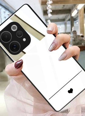 适用vivos50手机壳s30promini玻璃s20镜子s19镜面vivos17pro补妆镜s16e个性女s15定制白底爱心s12新款s18