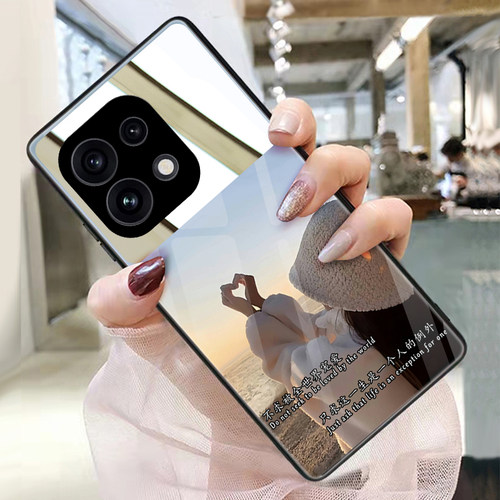 背影女孩适用opporeno16手机壳玻璃15带镜子镜面reno14pro补妆镜13来图订制女12保护套11