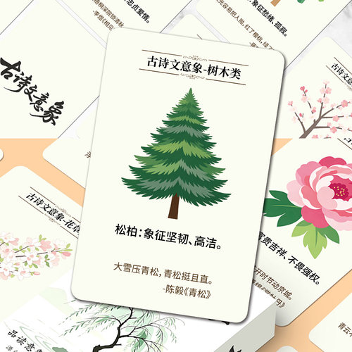 110张中式古诗文意象小卡唯美古风诗词意境象征知识学习卡片收藏
