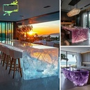 高级轻奢透明树脂发光岛台冰川感水吧酒吧咖啡店别墅接待厨房定制