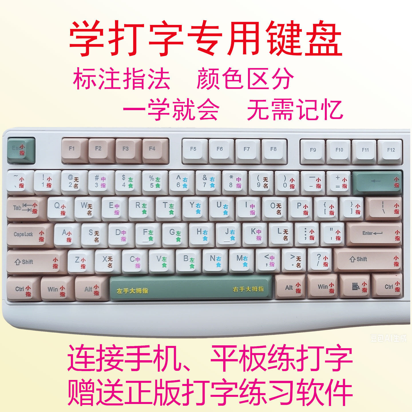 零基础学拼音打字盲打指法练习专用键盘可连接手机平板电脑