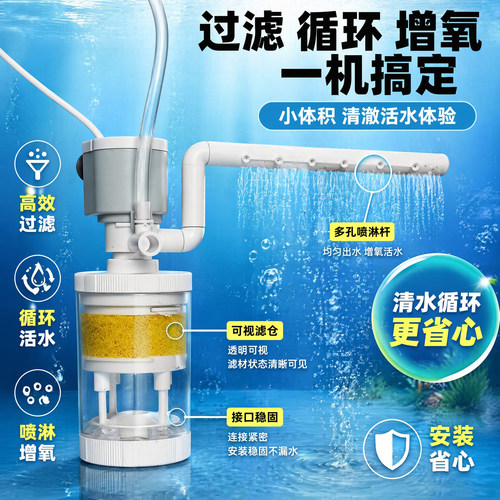 粤森莱鱼缸USB静音三合一过滤器