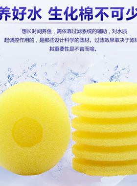 闽江松宝鱼缸内置过滤器棉芯圆形过滤棉球生化棉过滤芯黄色替换棉