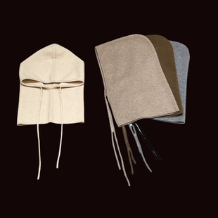 100%纯山羊绒帽子男女同款巴拉克拉法帽保暖护耳针织毛线帽