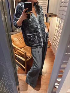 会一眼看中的拉绒V领羊绒开衫女100纯山羊绒毛衣开衫外套上衣