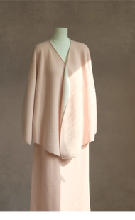 羊绒粉色小香风 贵族感油画套装 肉姨同款 100%山羊绒针织羊绒套裙