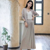 一片式 干练16针精纺桑蚕丝羊毛针织半裙女显瘦 正式 裹裙百搭经典 款