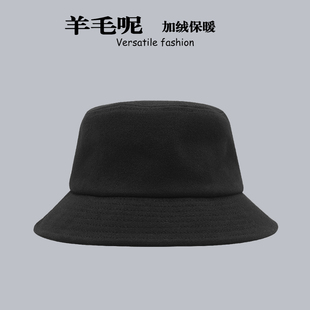 渔夫帽男士大头围帽子毛呢冬季加绒保暖百搭男款潮牌盆帽新款男帽