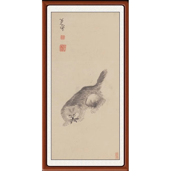 珂罗版朱耷八大山人耄耋图挂画