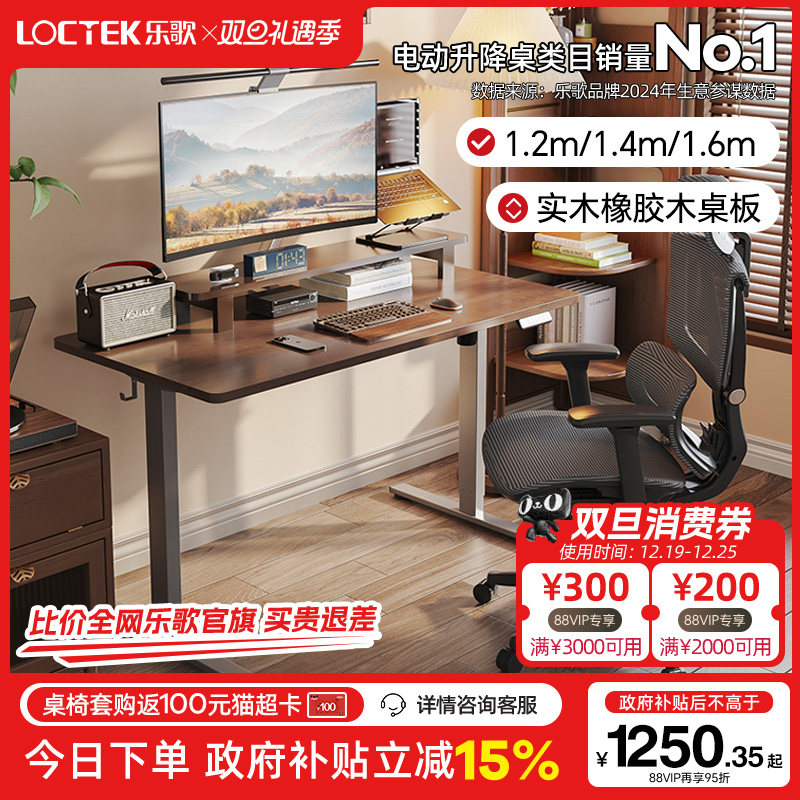 Loctek/乐歌E2升降桌实木橡胶木