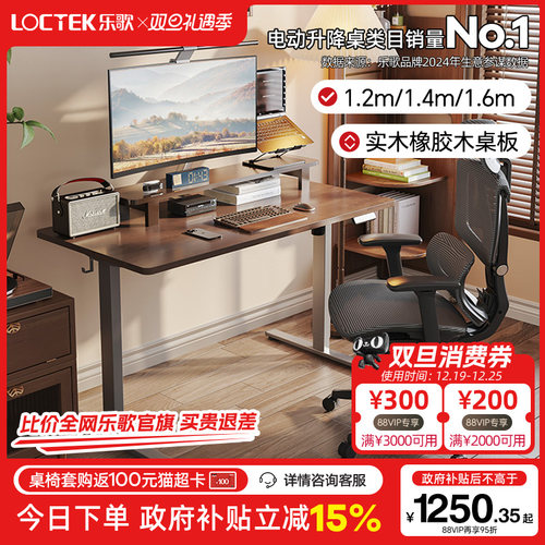 Loctek/乐歌E2升降桌实木橡胶木