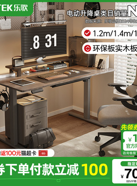 乐歌E2智能电动升降桌 实木居家办公1.6米可升降书桌 简约现代风